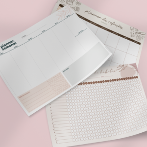 Kit organização para imprimir: planner semanal, refeições e hábitos para imprimir