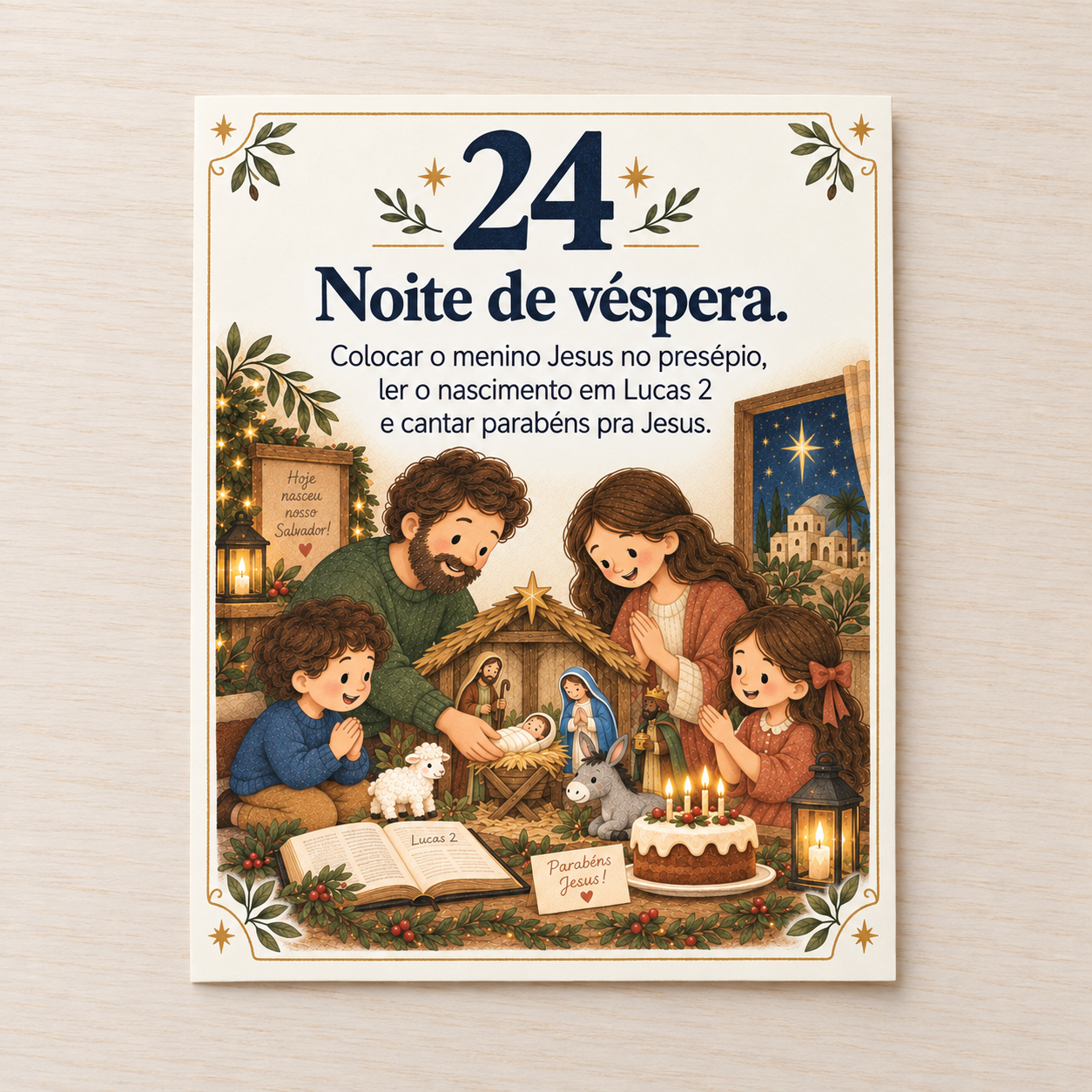 Cartão de missão do dia 24: noite de véspera