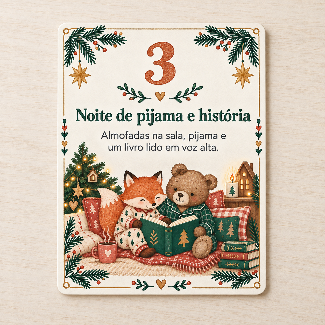 Cartão de missão do dia 3: noite de pijama e história