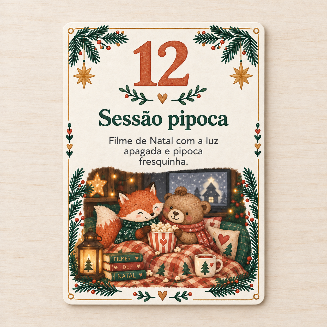Cartão de missão do dia 12: sessão pipoca