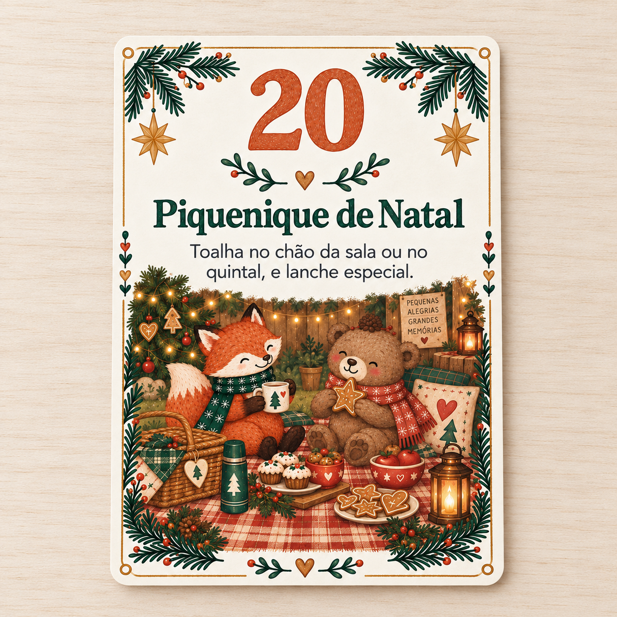 Cartão de missão do dia 20: piquenique de Natal